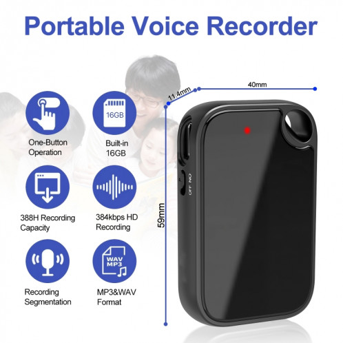 Enregistreur vocal intelligent HD C18 avec câble OTG, capacité : 16 Go SH3001858-08